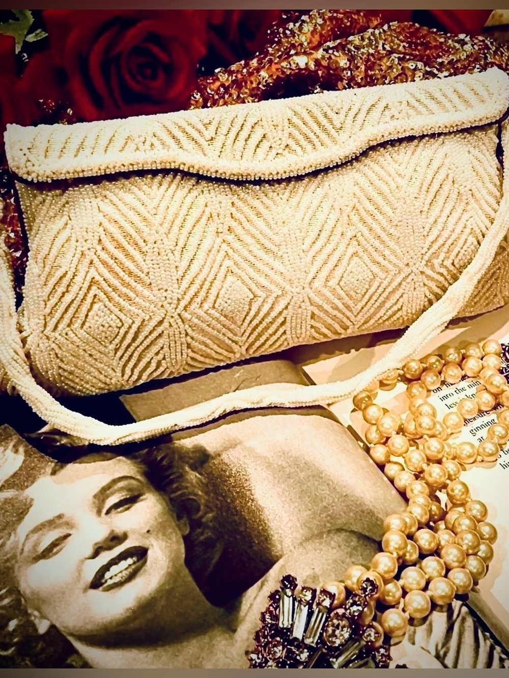 ♥️ Vintage Beaded evening clutch purse 1950s/60s, Walborg made in Japan
